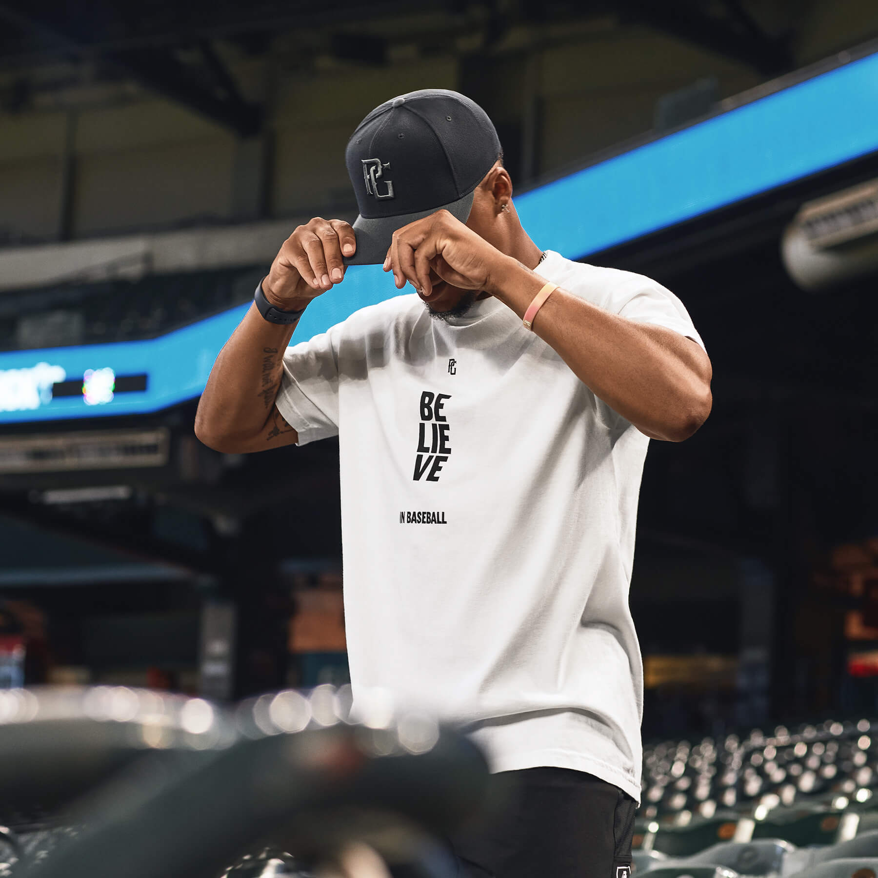 BELIEVE IN BASEBALL STACKED TEE